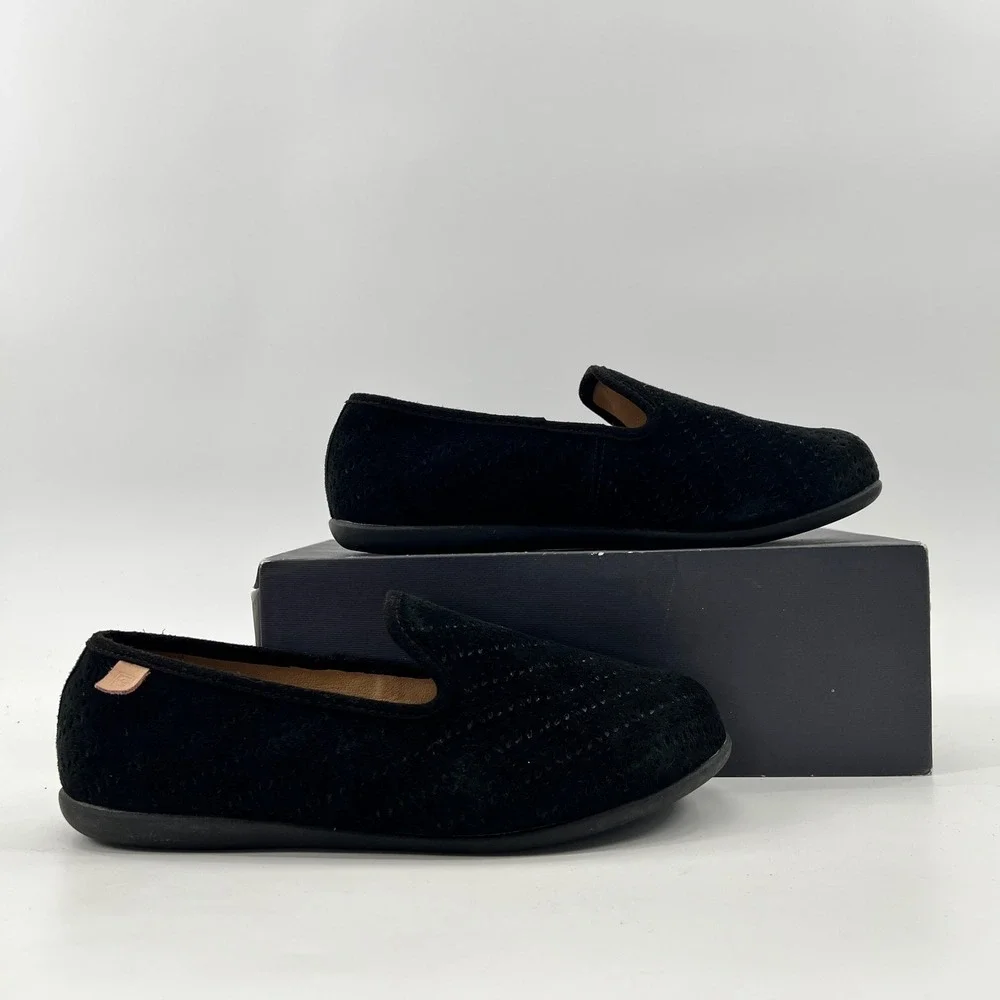 Spenco Siesta Slide Shoes Sz 8.5 Black Blue Orthotic Suede 2 Pr Comfy Slippers